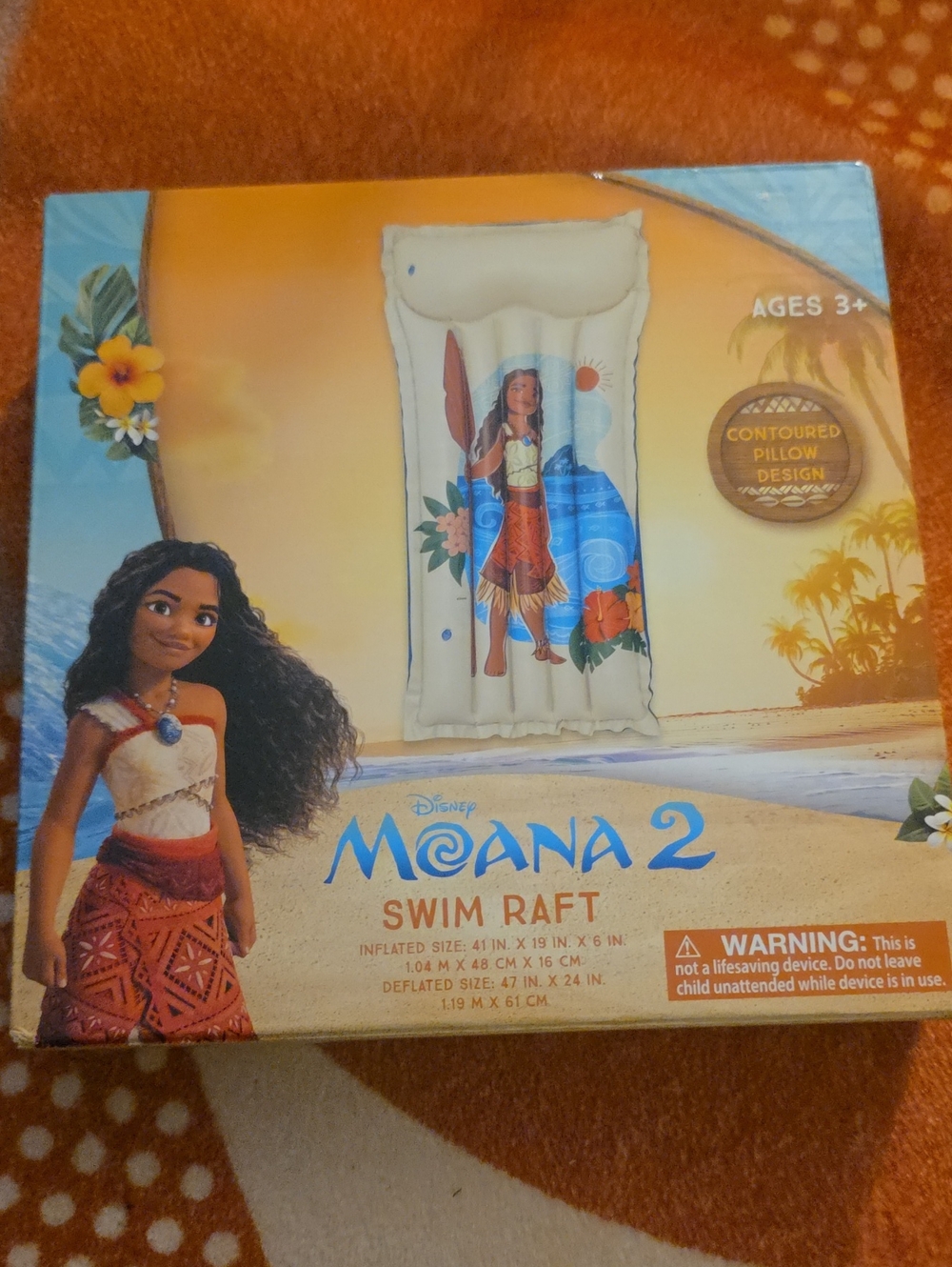 Disney Moana 2 Inflatable Swim Raft - Blue & Cream